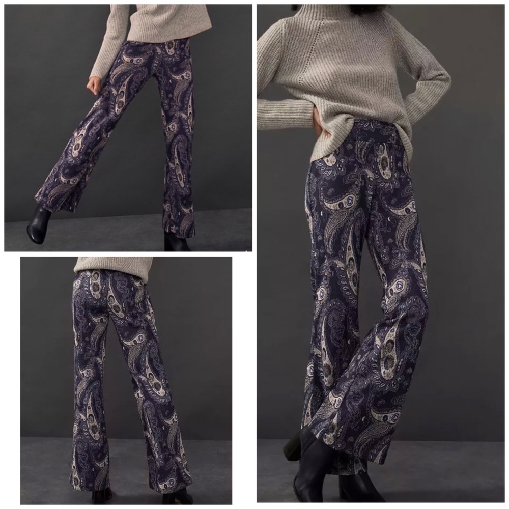 NWT MAEVE Maria Jacquard Paisley Metallic Pant 4